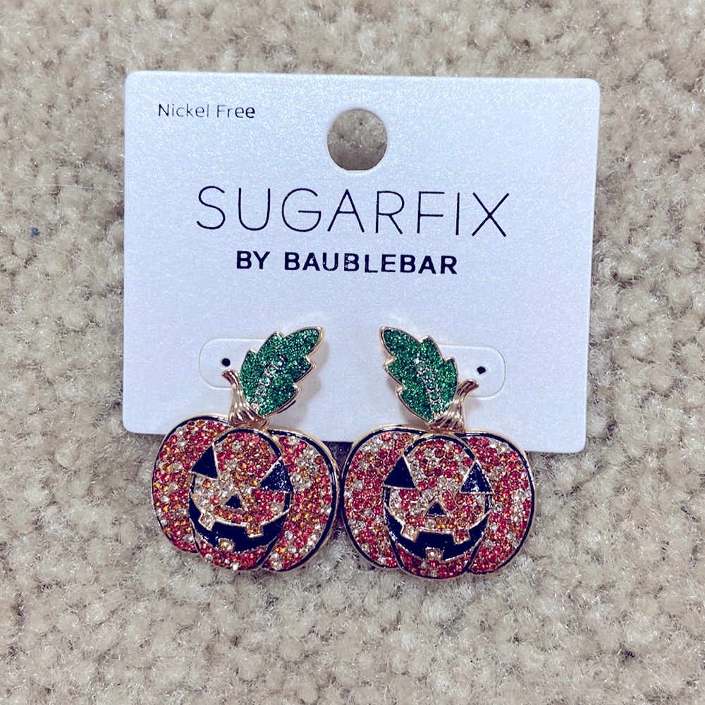 NEW BaubleBar Halloween Jack-o-lantern gemstone gold pumpkin earrings
